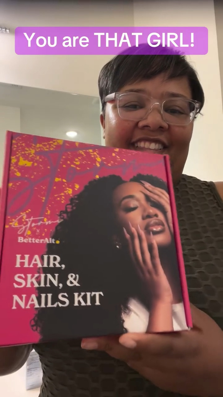 Stormi X Better Alt Beauty Hair, Skin, & Nails Kit. Healthy glow starts from within. 

💇🏽‍♀️ Stronger hair
💅🏽 Healthier nails
🌸 Brighter skin

Packed with vitamins + clean ingredients = my daily self‑care essential. Because feeling good and looking good should always go hand in hand.



#LTKOver40 #LTKFindsUnder100 #LTKBeauty