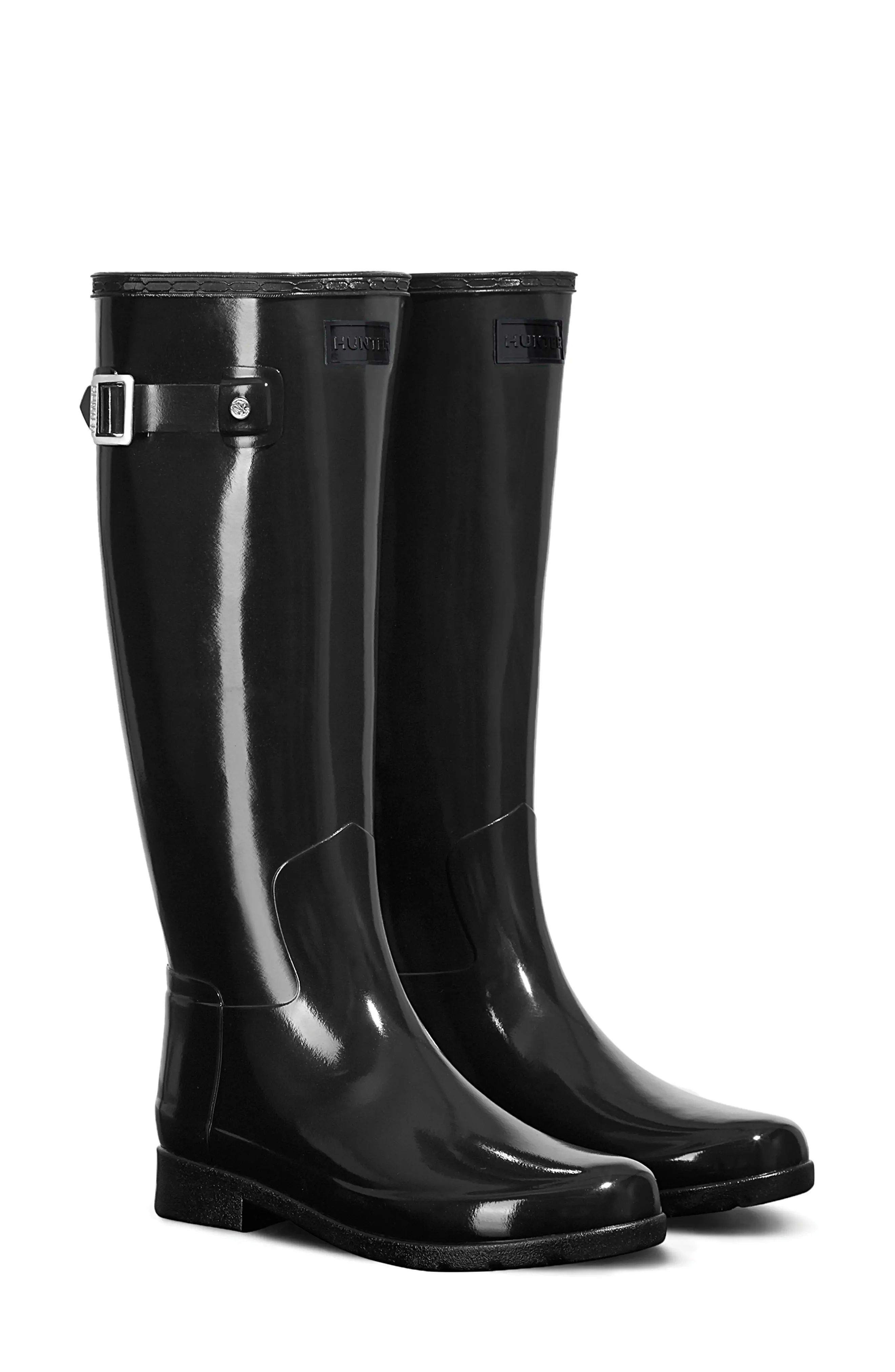 Women's Hunter Original Refined High Gloss Waterproof Rain Boot, Size 6 M - Black | Nordstrom