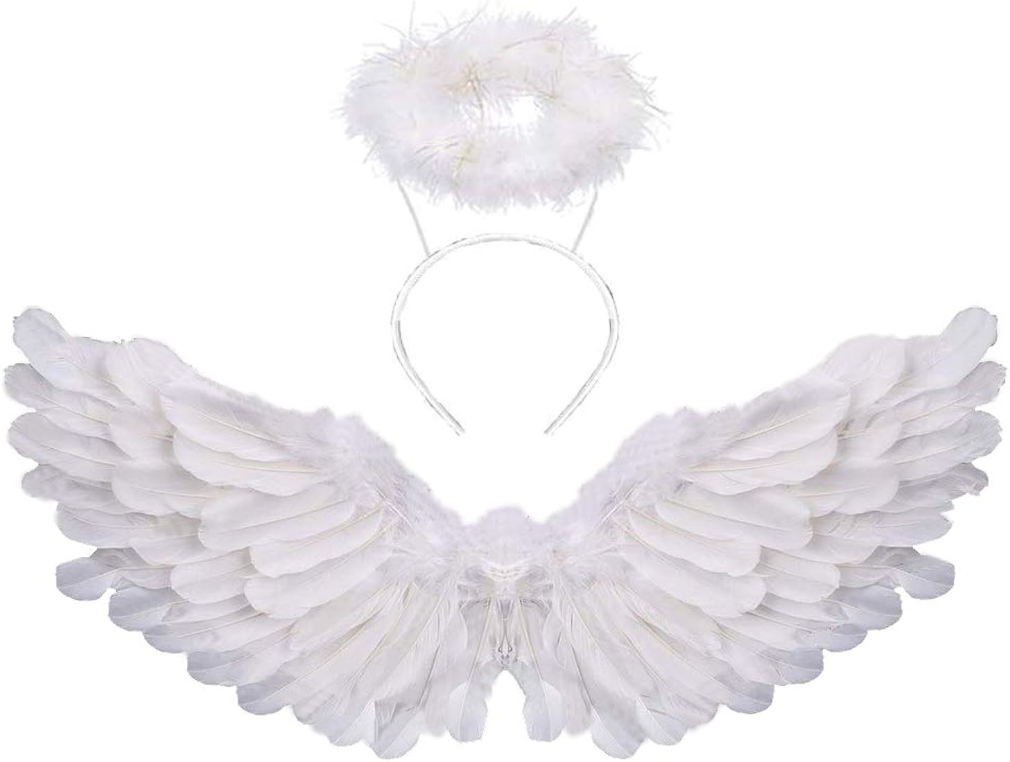 SzJias Angel Wings and Halo for Kids Angel Costume Adult for Halloween, Christmas Eve | Amazon (US)