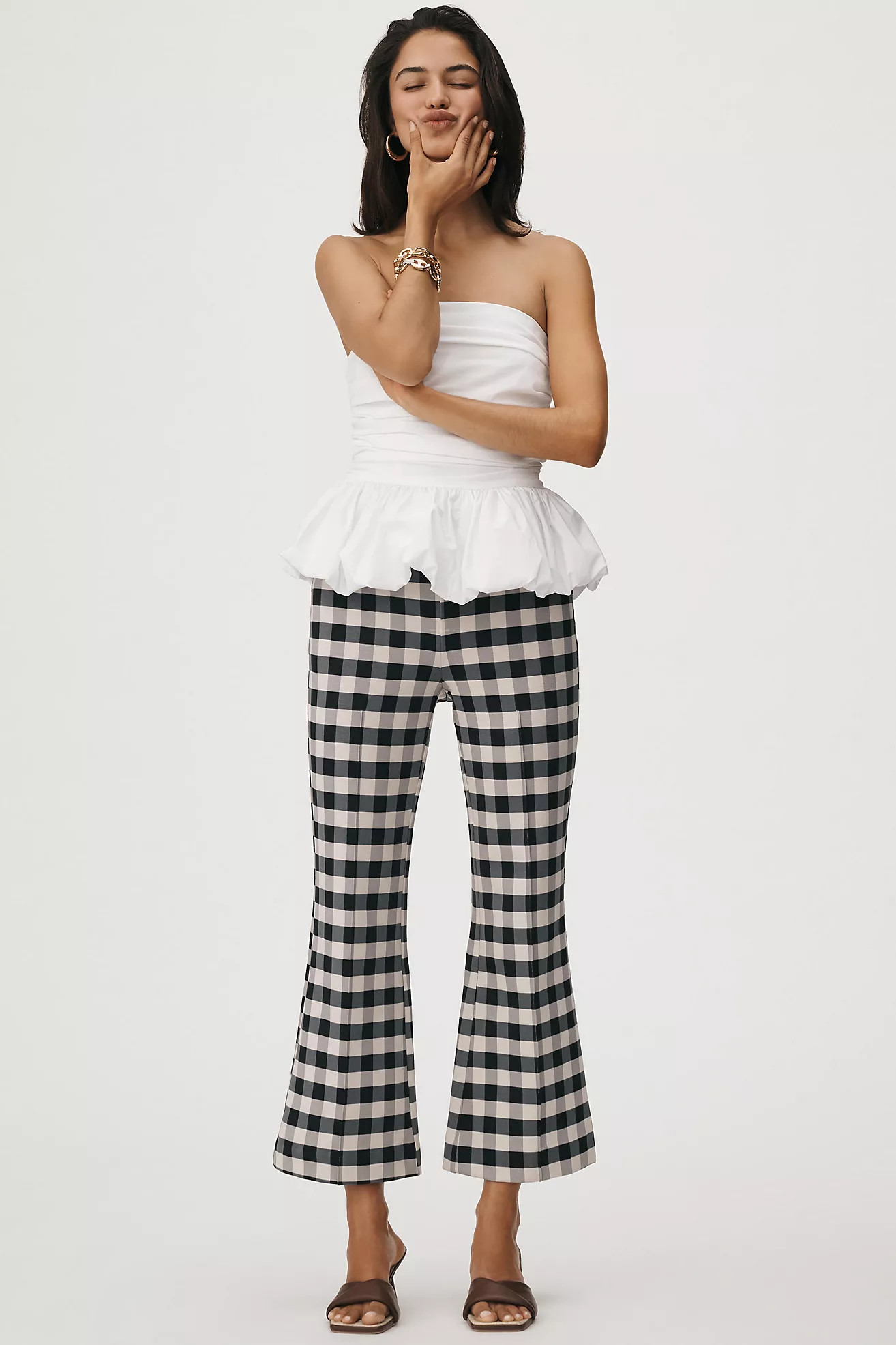 The Margot Kick-Flare Cropped Pants by Maeve: Gingham Edition | Anthropologie (US)