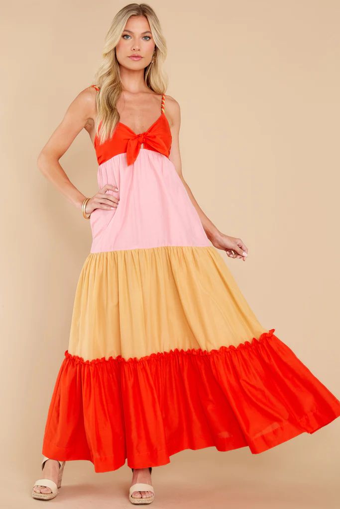Beaming With Happiness Red Colorblock Maxi Dress | Red Dress 