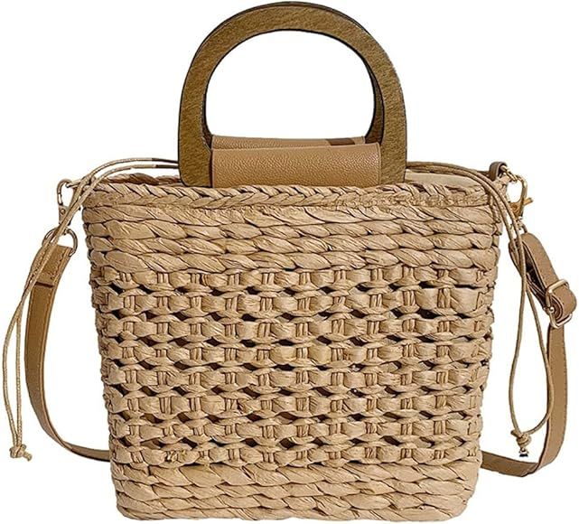 Handwoven Straw Bag for Women Lightweight Shopping Tote Handbag Purse Boho Bag | Amazon (US)