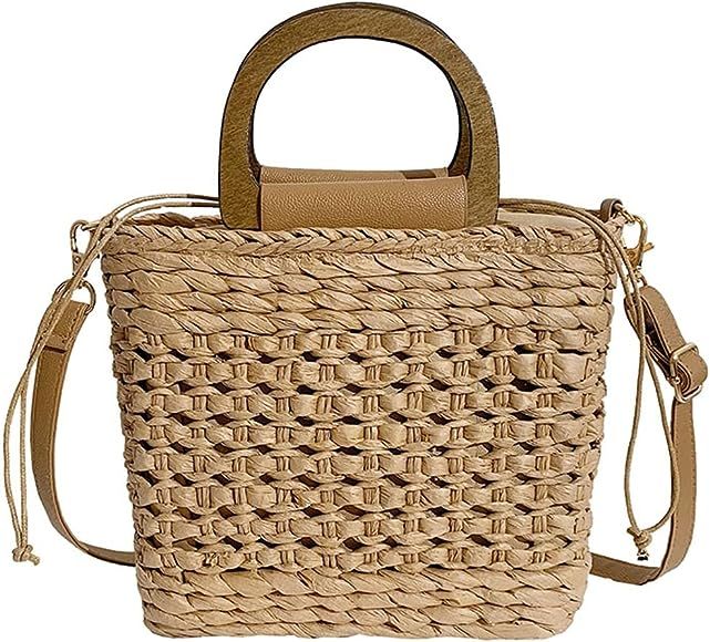 Handwoven Straw Bag for Women Lightweight Shopping Tote Handbag Purse Boho Bag | Amazon (US)