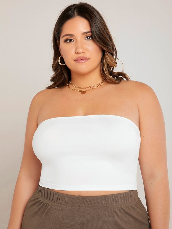 SHEIN BASICS Plus Crop Tube Top | SHEIN