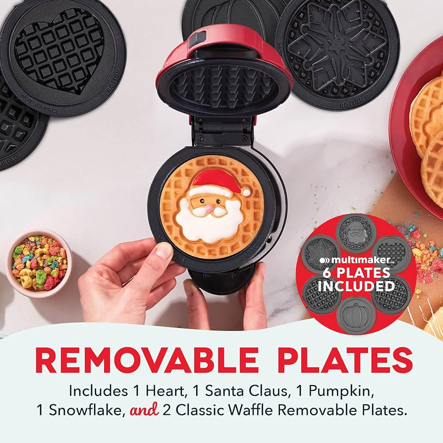 DASH Holiday MultiMaker® Mini System - Waffle Maker with Six 4” Removable Holiday Plates: Waff... | Amazon (US)