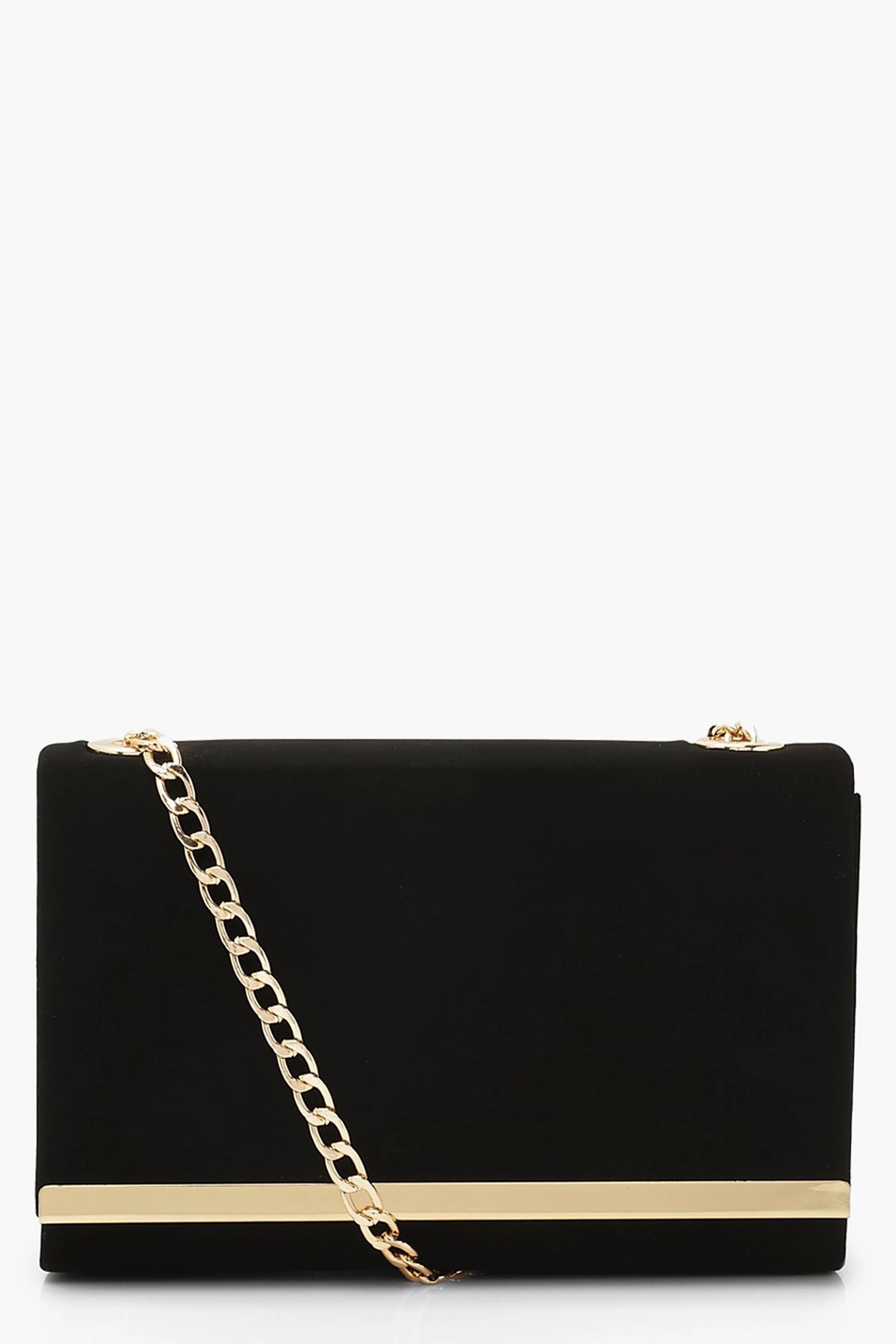 Structured Suedette Clutch Bag and Chain | Boohoo.com (US & CA)