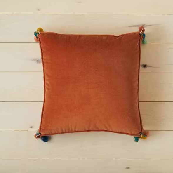Oversized Solid Velvet Square Floor Pillow with Tassels - Opalhouse™ designed with Jungalow™ | Target