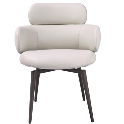 HomeRoots Light Gray and Black Faux Leather and Metal Dining Arm Chair | Target