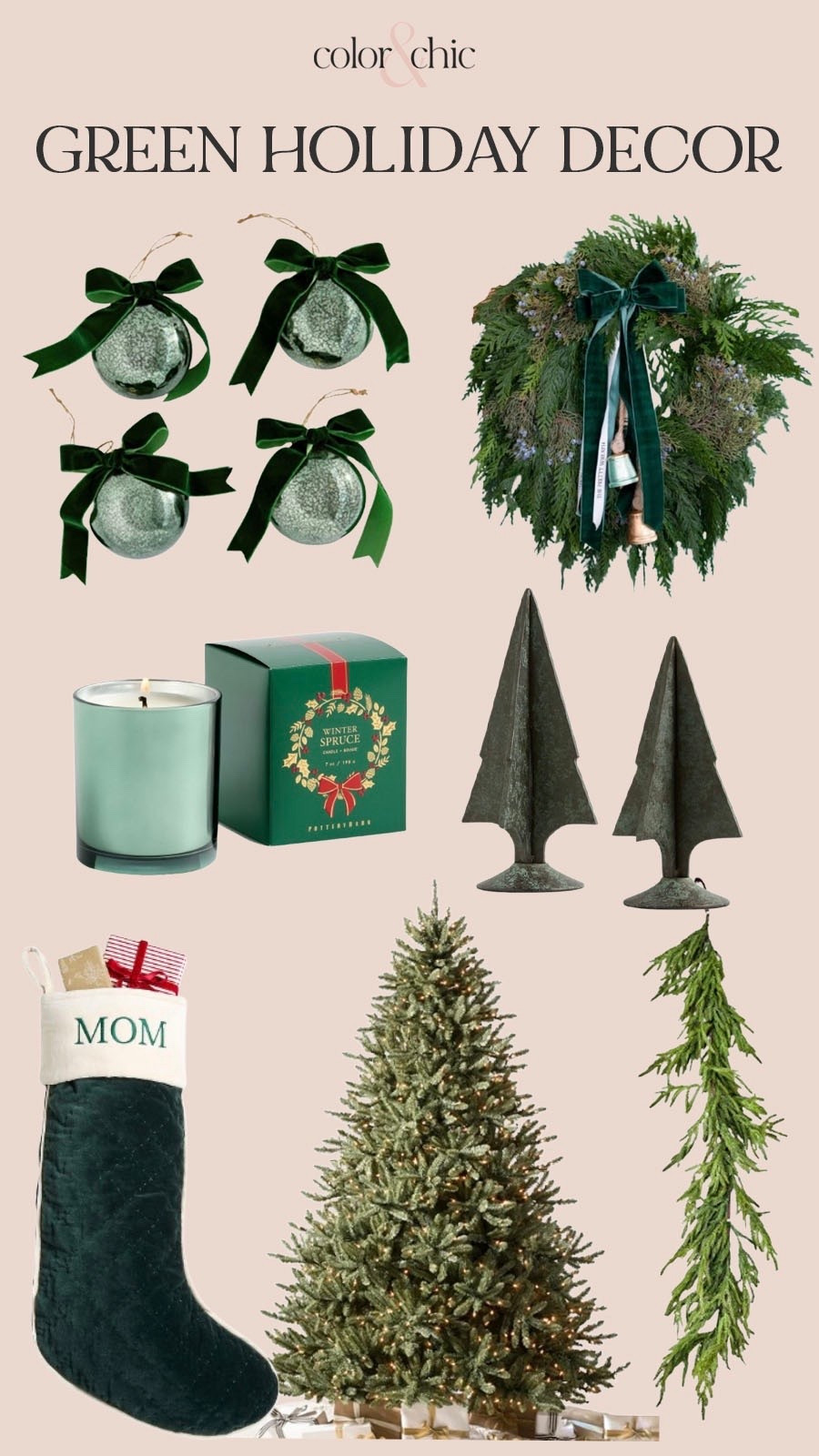 Green holiday decor that is so pretty and a classic for Christmas! Love the velvet greens  

#LTKHoliday #LTKStyleTip #LTKHome