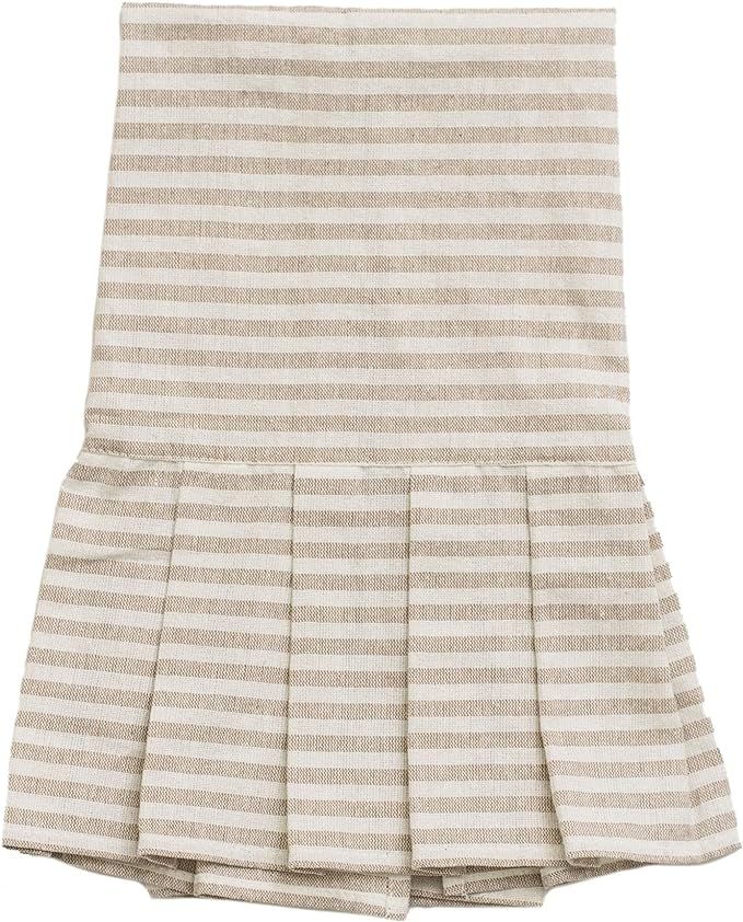 Sweet Water Decor Striped 100% Coton Tea Towel with Ruffle | Large Size 28 x 18 inches | Cream wi... | Amazon (US)
