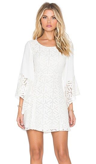 MINKPINK Drive Me Crazy Flare Sleeve Dress in White | Revolve Clothing (Global)