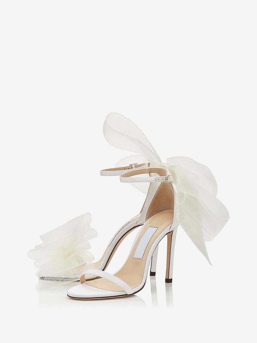 Women's Ankle Strap Bow Prom Heel Sandals Bridal Shoes | Milanoo