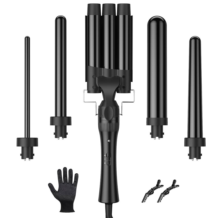 ELEHOT-Store Lockenstab 3 Fässer Welleneisen Lockenstab 5 in 1 Keramikbeschichtung 5 Zubehörtei... | Amazon (DE)