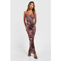 Womens Leopard Mesh Strappy Maxi Dress - Multi - 14 | boohoo (US & Canada)