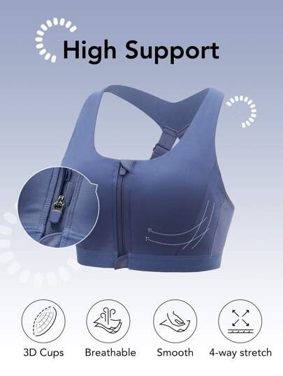 GLOWMODE Zip Front High Support Sports Bra
   SKU: st2202232195110280      
          (37 Reviews... | SHEIN
