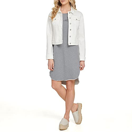 DKNY womens Denim Jacket, White,Large US | Amazon (US)
