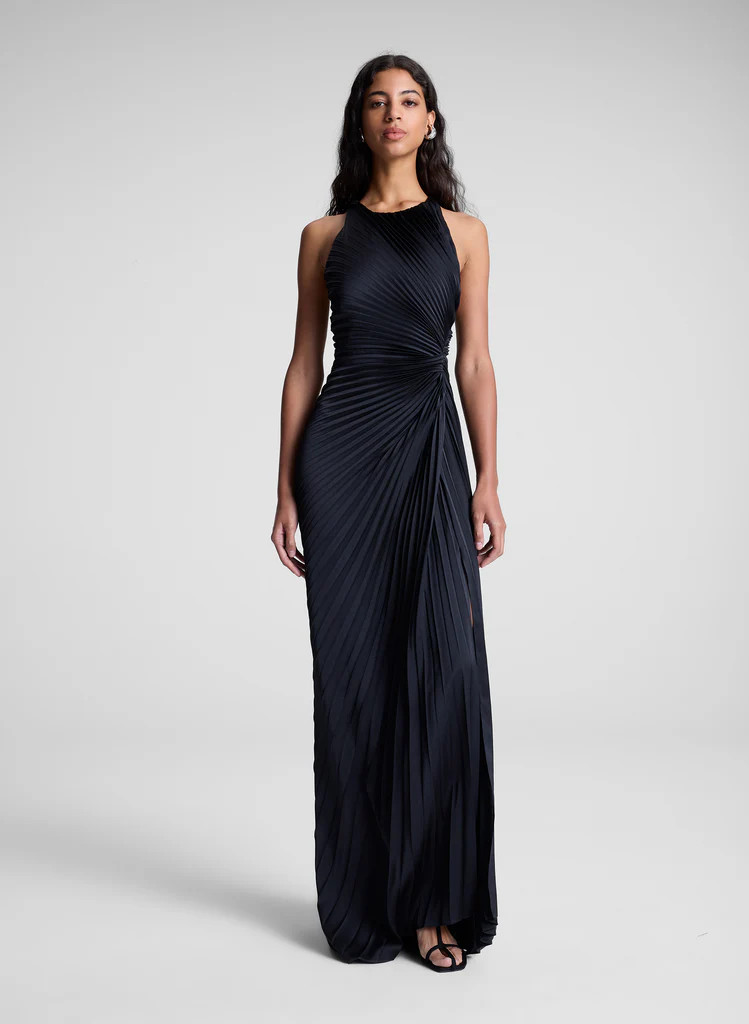 Reagan Satin Pleated Gown | A.L.C