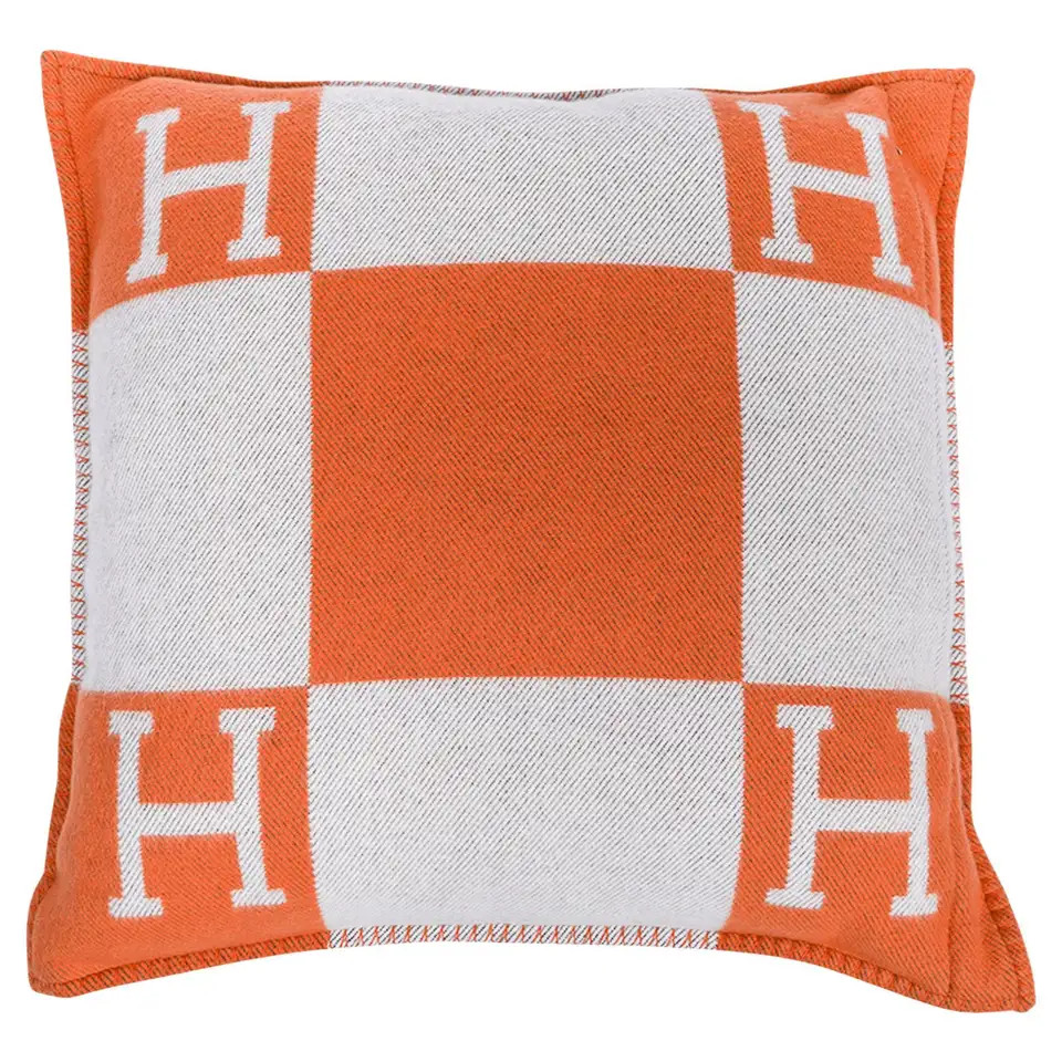 Hermes Pillow Avalon Orange / Ecru Large Model New | 1stDibs