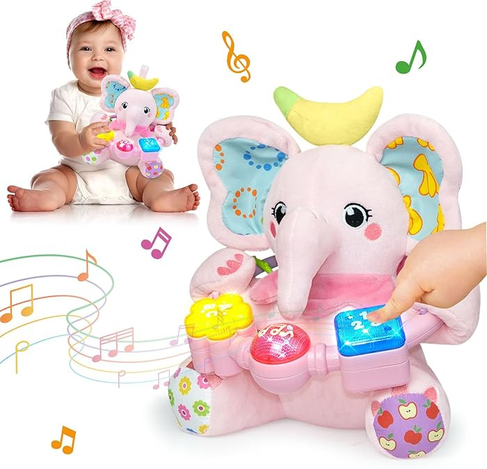 Baby Bilingual Musical Elephant Stuffed Animals Toys,Infant Early Learning Toy with Light-Up Musi... | Amazon (US)