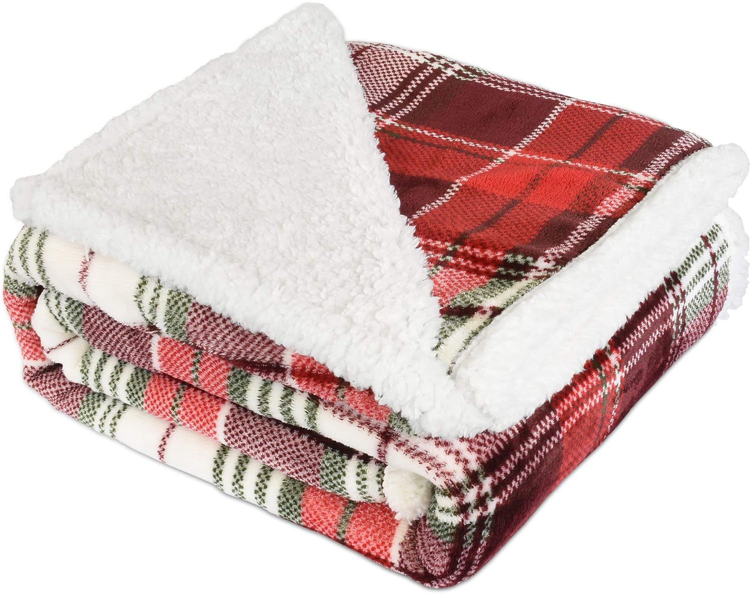 Catalonia Red Buffalo Plaid Sherpa Throw Blanket,Reversible Super Soft Warm Comfy Fuzzy Snuggle M... | Amazon (US)