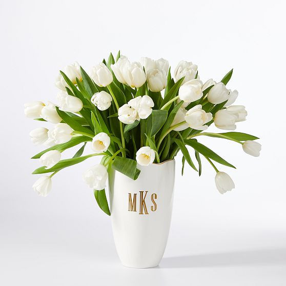 Ceramic Wave Vase, Solid, White | Mark and Graham