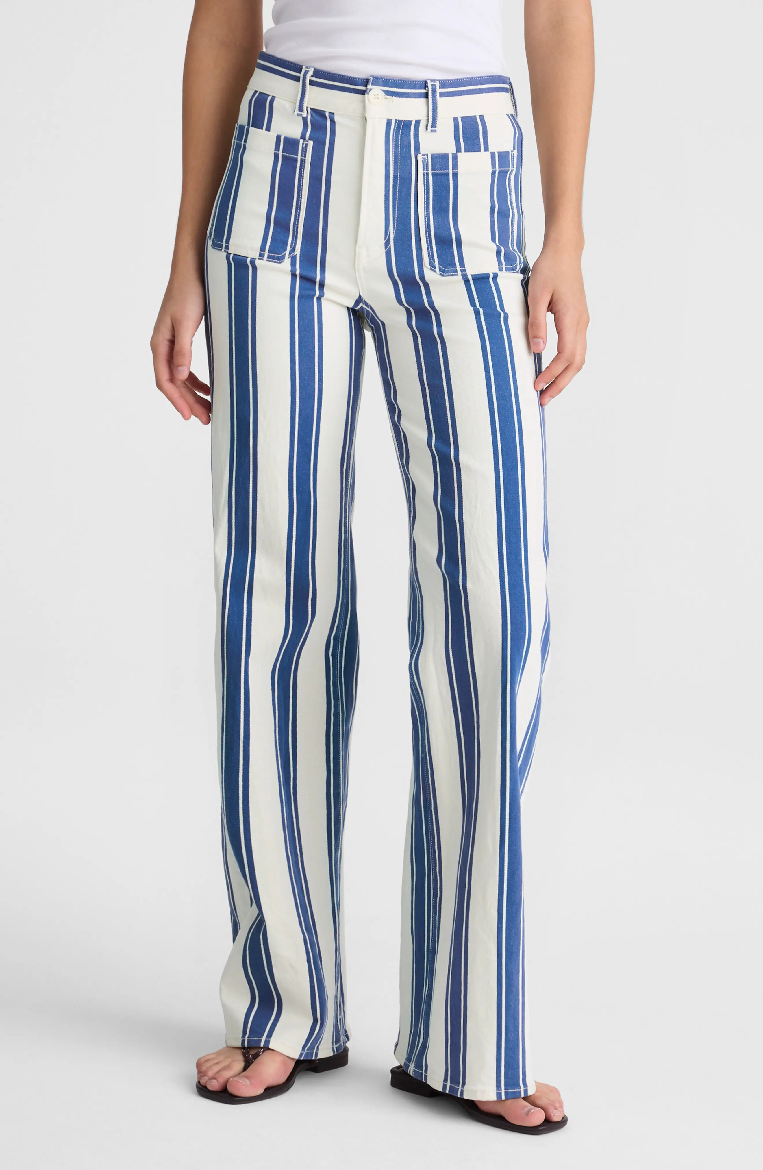 The Emmy Stripe Patch Pocket Wide Leg Pants (Women) | Nordstrom | Nordstrom