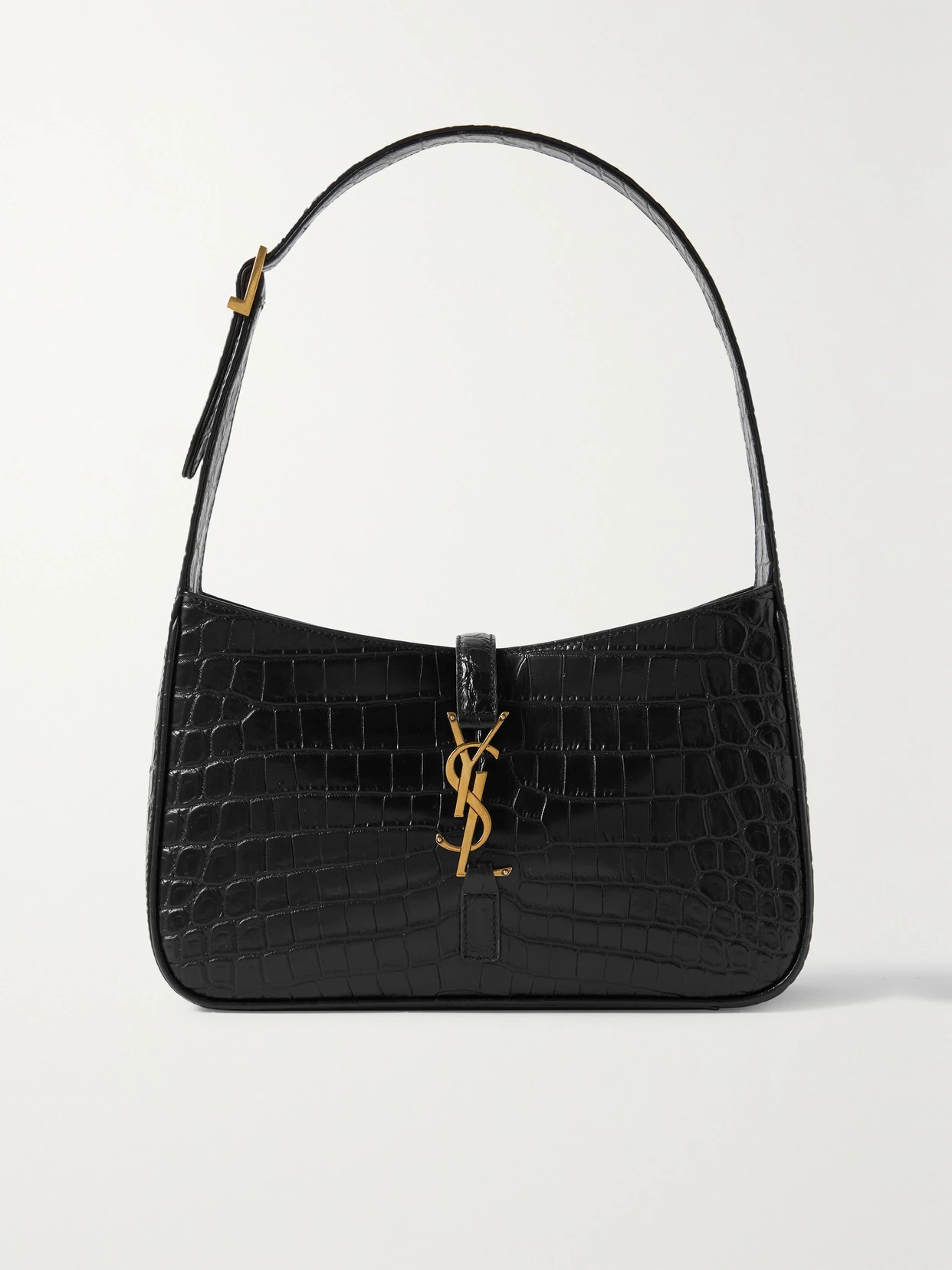 SAINT LAURENT - Le 5 À 7 Croc-effect Leather Shoulder Bag - Black | NET-A-PORTER (US)