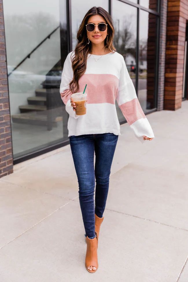Waiting On The Weekend Colorblock Pullover Pink | The Pink Lily Boutique