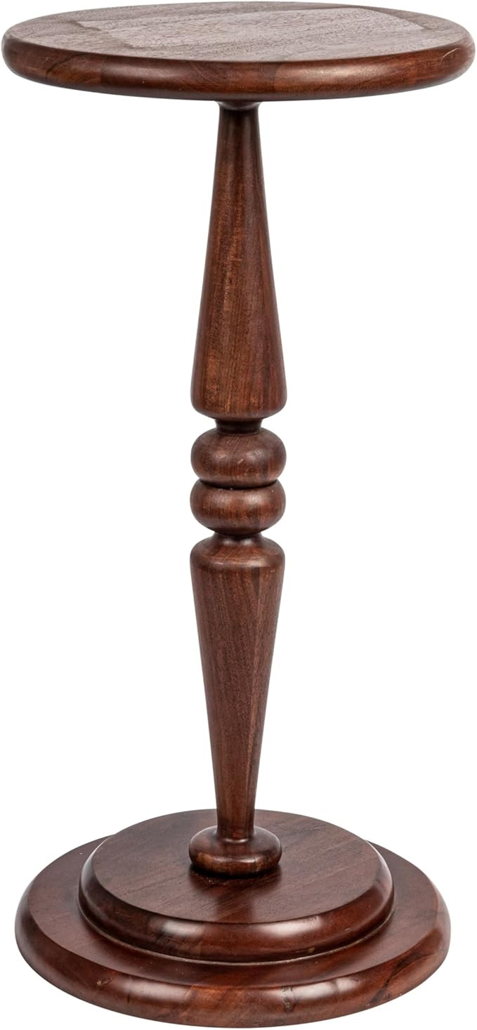 Creative Co-Op Bishop Pedestal Cocktail Side Table, Dark Chestnut | Amazon (US)