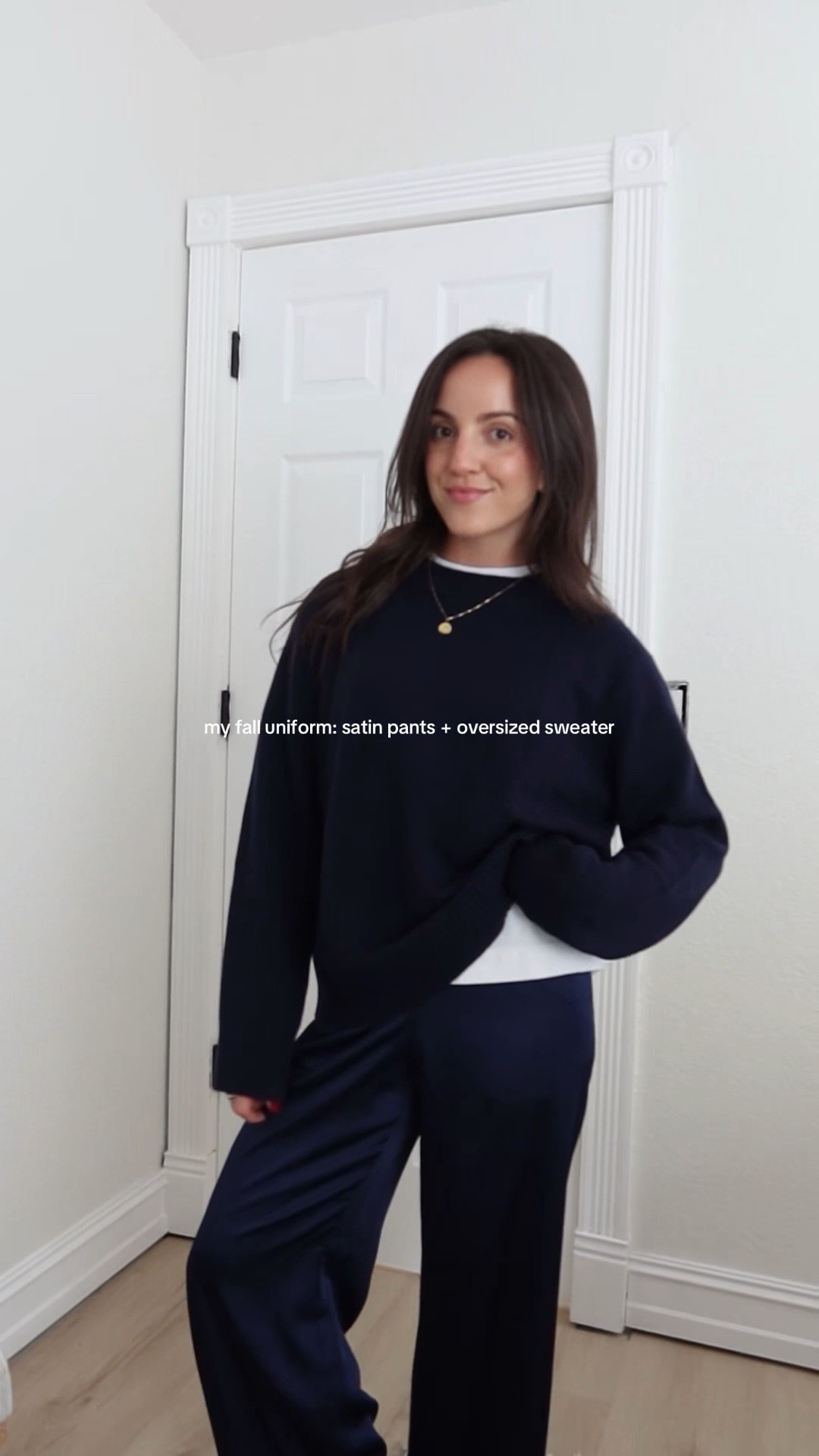 my fall uniform is an oversized sweater and satin pants! Mongolian cashmere from quince size medium 🤍 fall outfit ideas, Thanksgiving outfit inspo, holiday outfits, winter style, fall style inspo, casual ootd, family photo outfits 

#LTKStyleTip #LTKSeasonal #LTKFindsUnder100