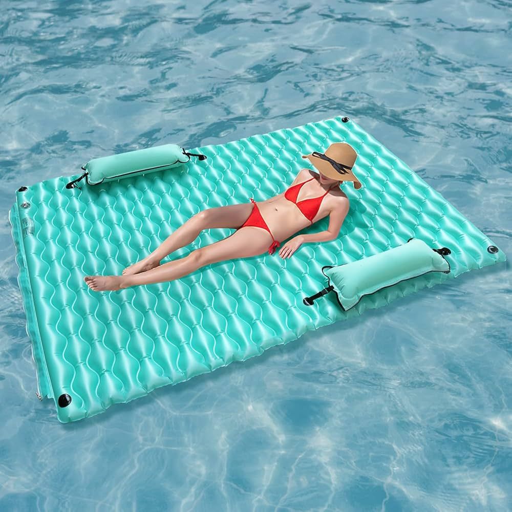 Lake Floats for Adults with Pool Hammock, JHUNSWEN 114'' x 72'' Giant Inflatable Floating Mat for... | Amazon (US)