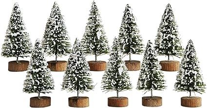 Creative Co-op Mini Artificial Winter Tree Christmas Village Figurines - Set of 10 | Amazon (US)