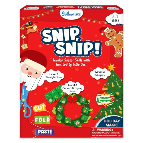 Skillmatics Scissor Skills Activity Book - Snip Snip Christmas, 25 Fun Cutting & Creative Activities for Preschoolers, 2 Child-Safe Scissors, Felt Craft Kit, Gifts for Kids Ages 3, 4, 5, 6, 7 | Amazon (US)