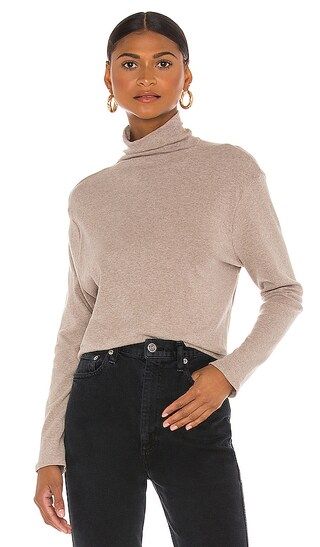 Enza Costa Cotton Rib Long Sleeve Turtleneck in Taupe. - size S (also in L) | Revolve Clothing (Global)
