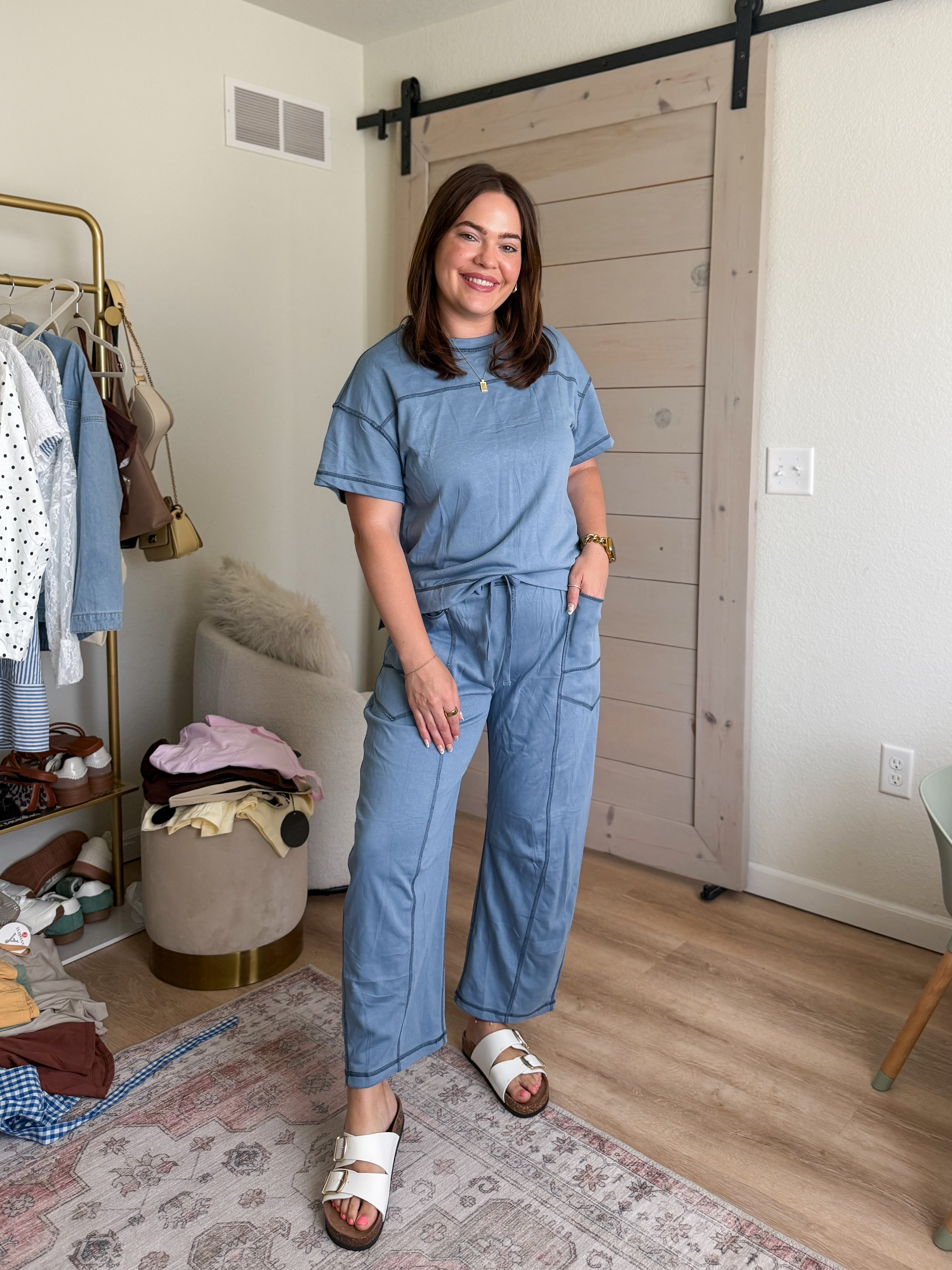 Loving this comfy 2 piece set in size large! Perfect for lounging or a casual day out. #sweatpants #amazonfashion 

 #LTKootd #LTKmomlife #LTKMidsize