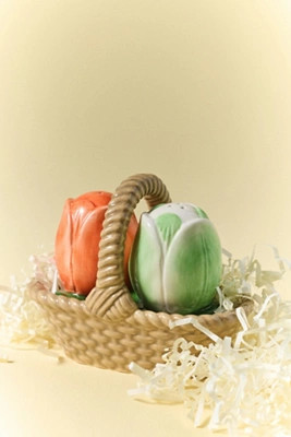 Louise Stoneware Salt & Pepper Shakers in Basket | Anthropologie (US)