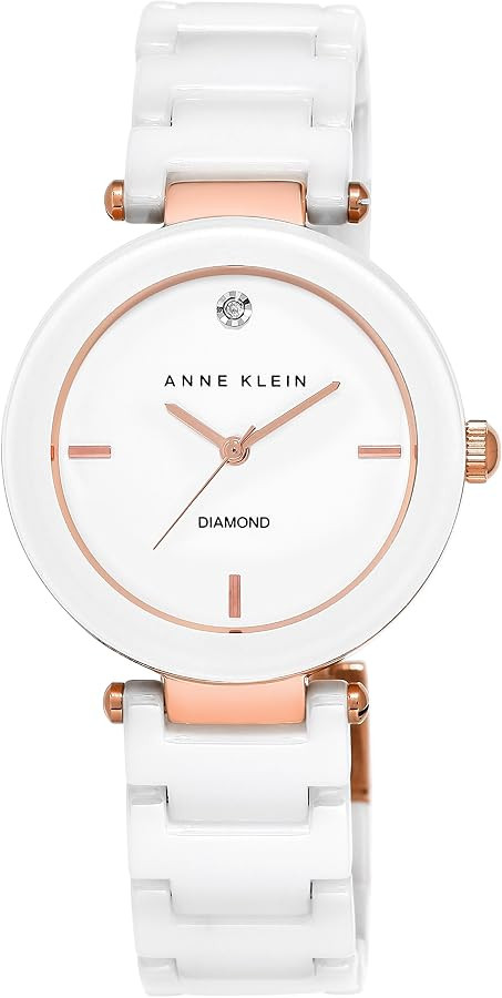 Anne Klein Women's Black Ceramic Bracelet Watch with Diamond Accent | Amazon (US)