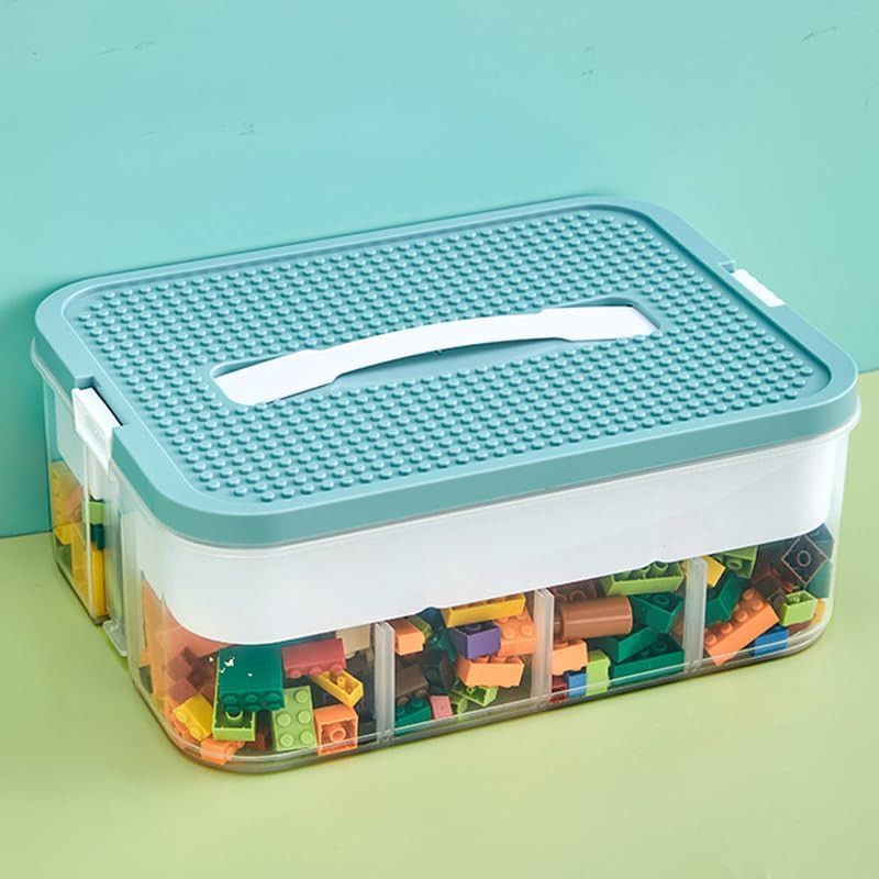 Toys Organizer Storage Case for Lego Box Kids Toy Stackable Building Blocks with Lids Bins Adjust... | Amazon (US)
