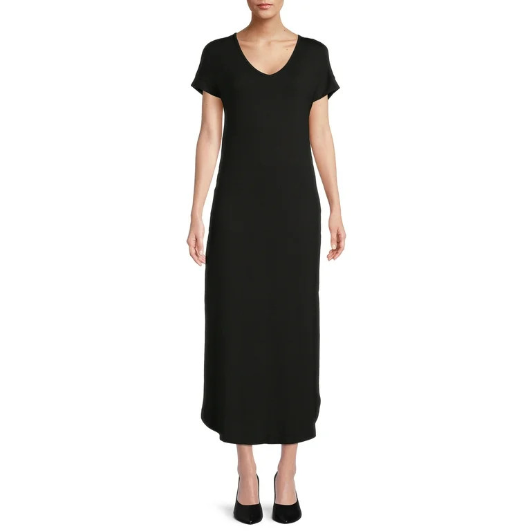 Time and Tru Women's V-Neck Maxi Dress | Walmart (US)
