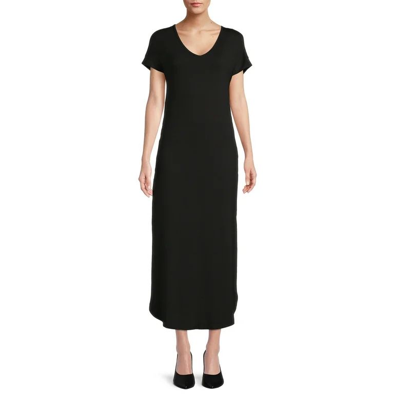 Time and Tru Women's V-Neck Maxi Dress - Walmart.com | Walmart (US)