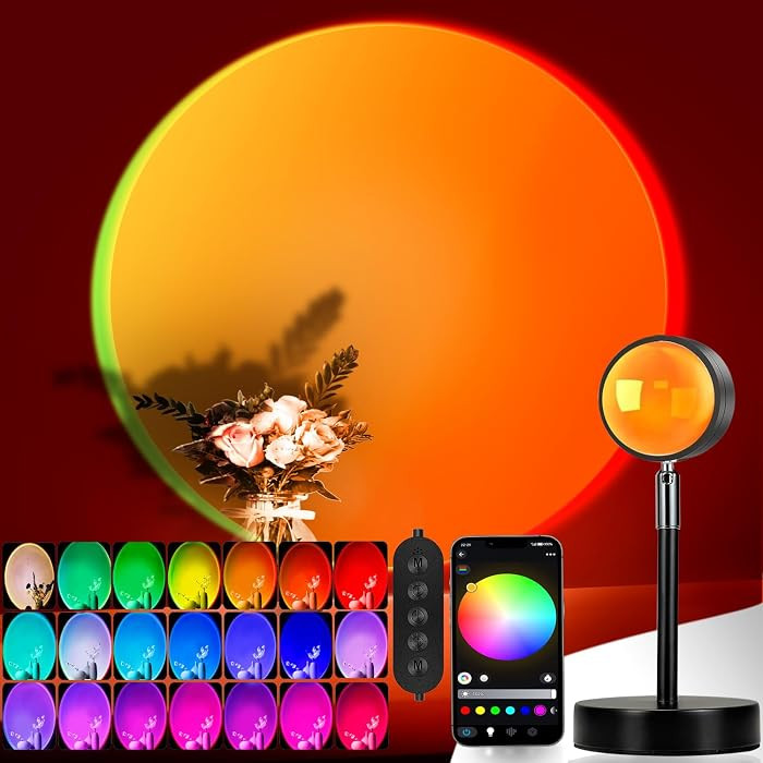 LED Sunset Lamp Projector,Multicolor Changing with USB Port,Sunset Light 180\u00b0Rotation for Ro... | Amazon (US)