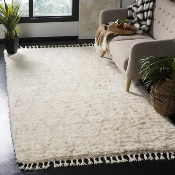 Casablanca CSB-145 Ivory/Beige (B) Wool Hand-Knotted Shag Area Rug | Rugs Direct