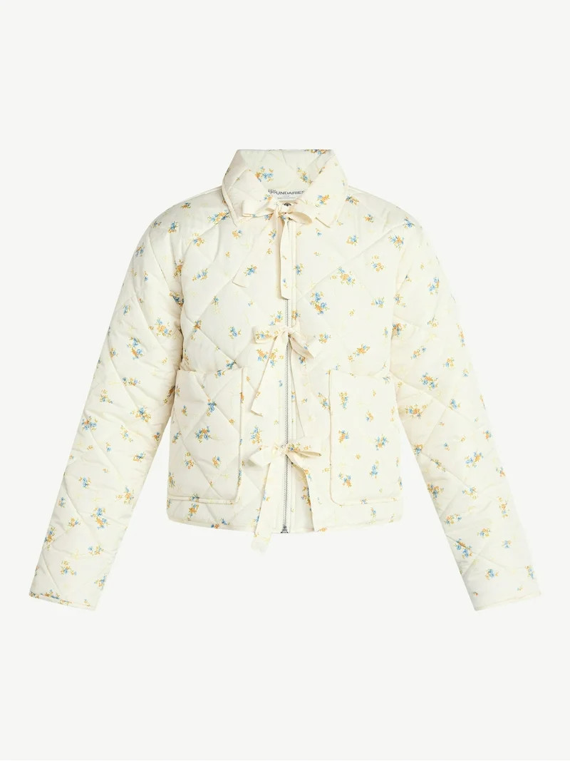 No Boundaries Quilted Bow Jacket, Women's XXS-XXL | Walmart (US)