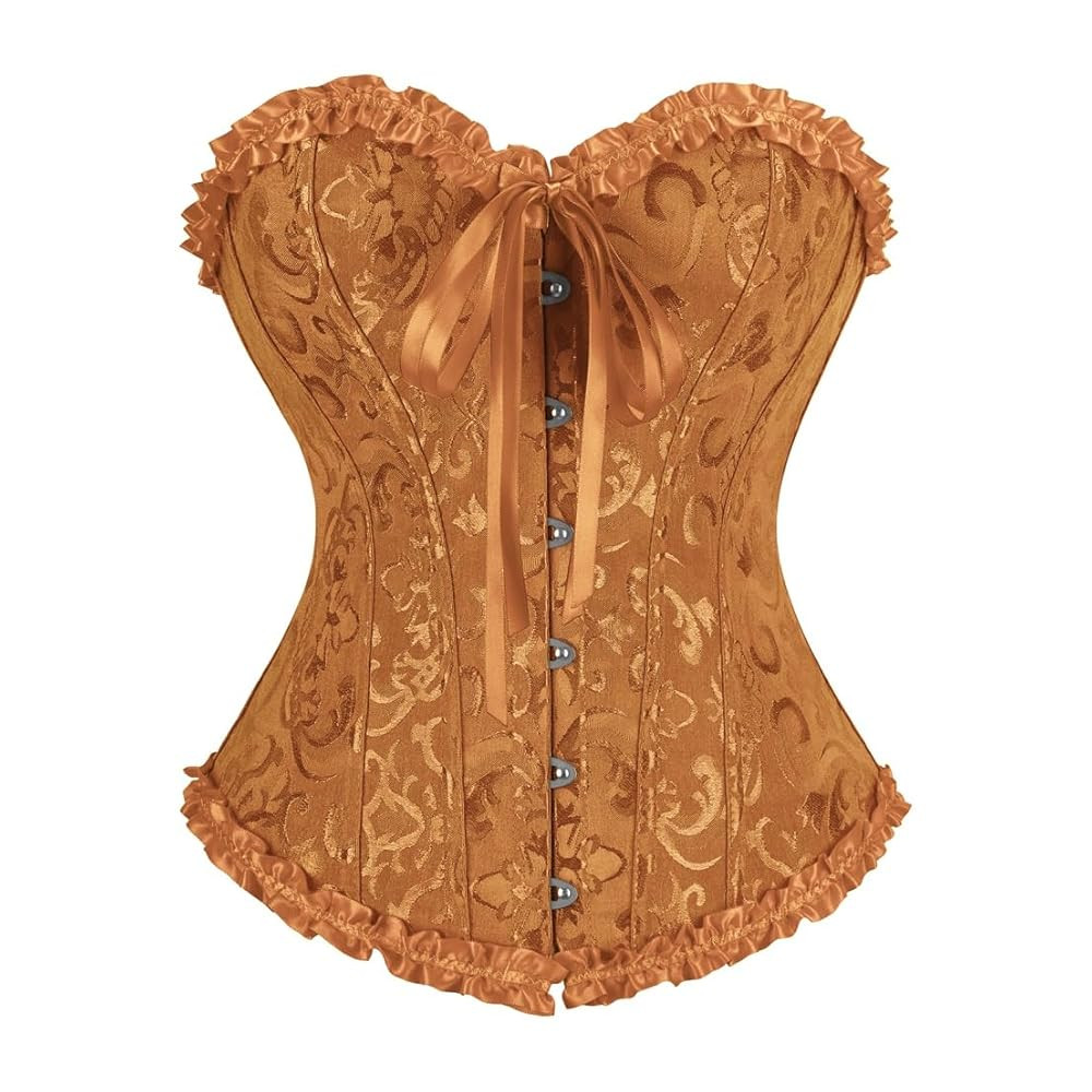 frawirshau Women's Lace Up Boned Overbust Corset Bustier Lingerie Bodyshaper Top | Amazon (US)