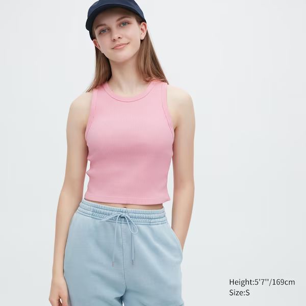 Ribbed Racer Back Cropped Tank Top | UNIQLO (US)