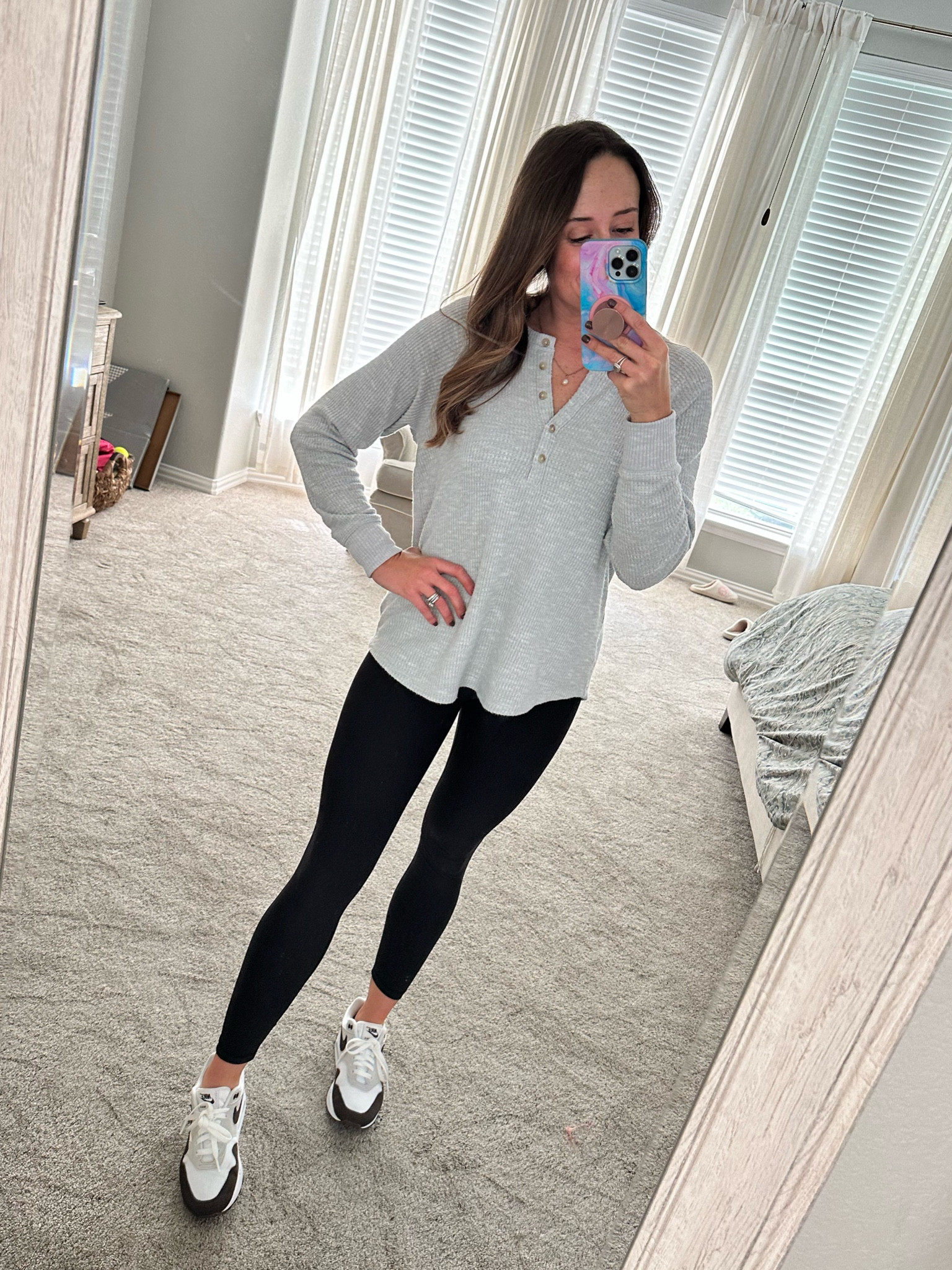 So comfy 👌🏻
Small in the top 
Medium leggings (so soft like lulu aligns!)

#LTKSeasonal #LTKActive