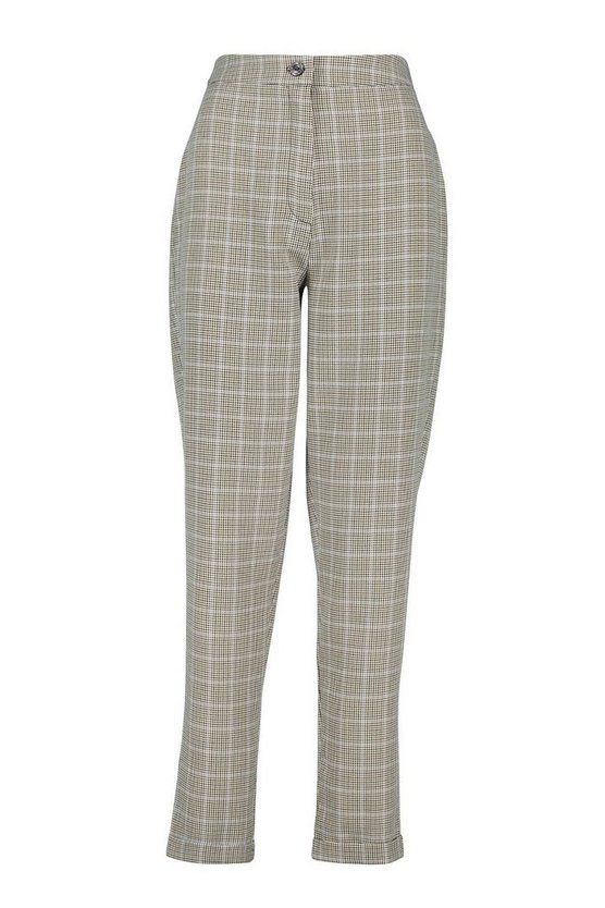 Tall Check Tapered Trousers | Boohoo.com (US & CA)