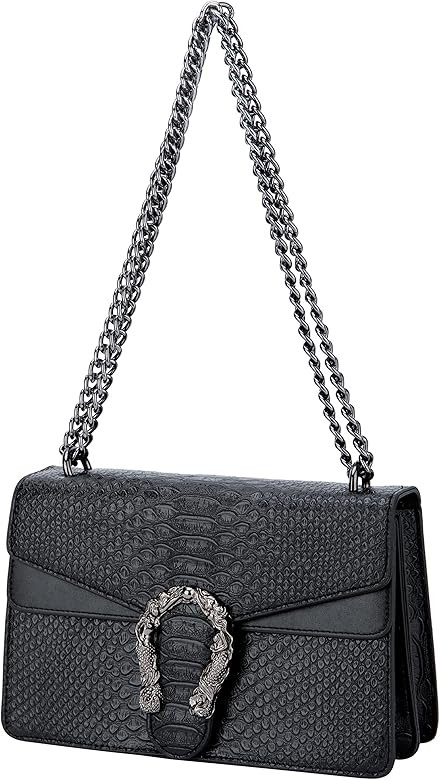 Crossbody Shoulder Evening Bag for Women - Snake Printed Leather Messenger Bag Chain Strap Clutch... | Amazon (US)