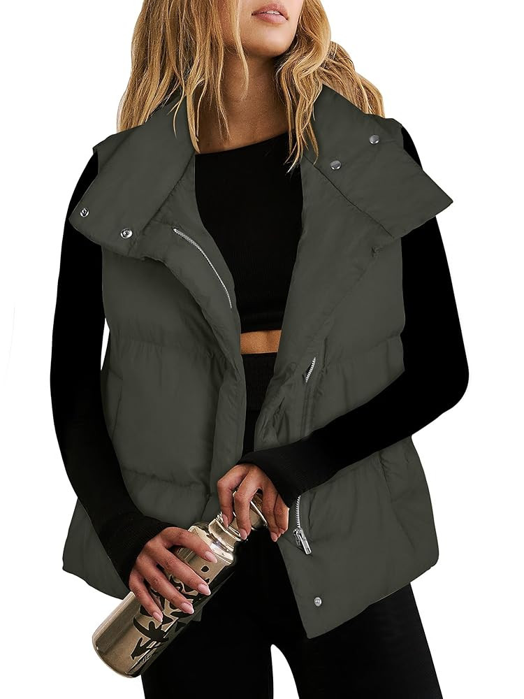 ANRABESS Women Puffer Vest Sleeveless Zip Up Stand Collar Quilted Lightweight Jacket Winter Warm ... | Amazon (US)