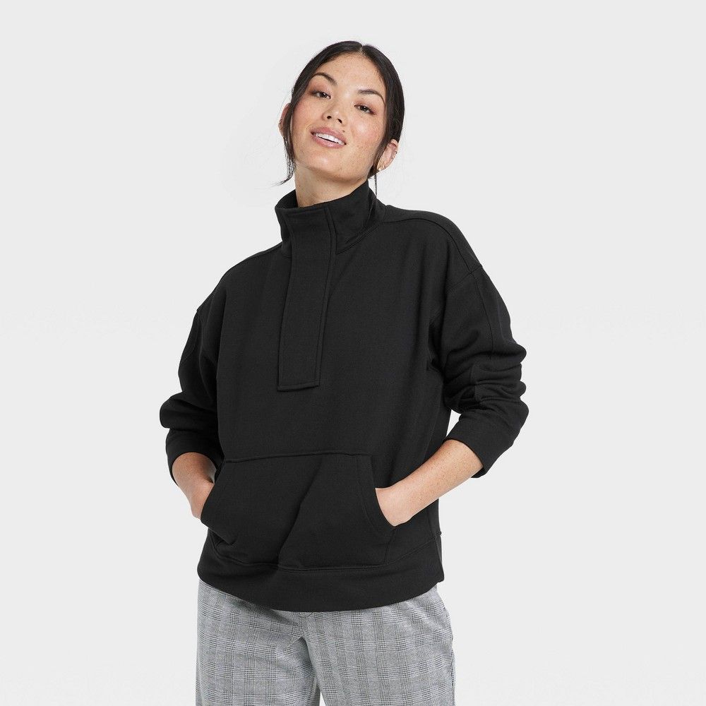 Women's Quarter Zip Sweatshirt - A New Day Black XS | Target